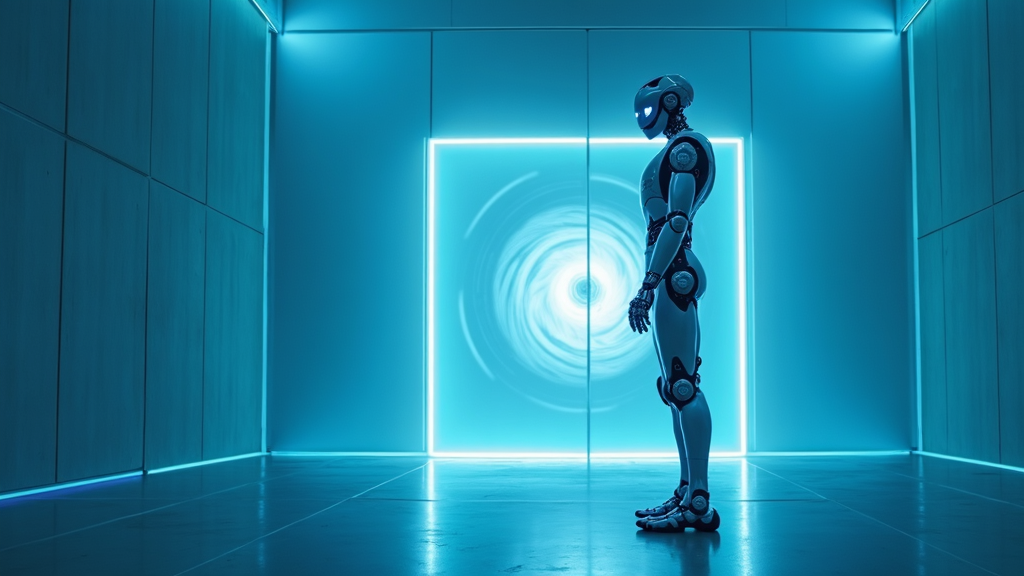 Ilustración conceptual de la visión robótica mmNorm permitiendo a un robot ver el contenido de una caja cerrada.