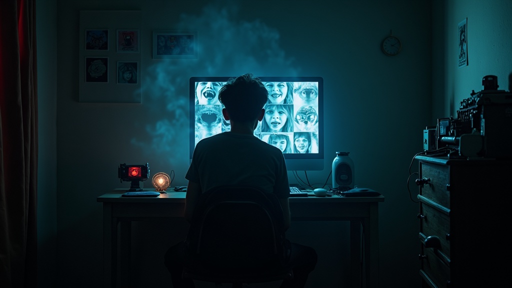 Metáfora visual de un iceberg, donde la punta visible representa los usos conocidos de la IA y la masa oculta simboliza peligros como los deepfakes pornográficos IA menores.