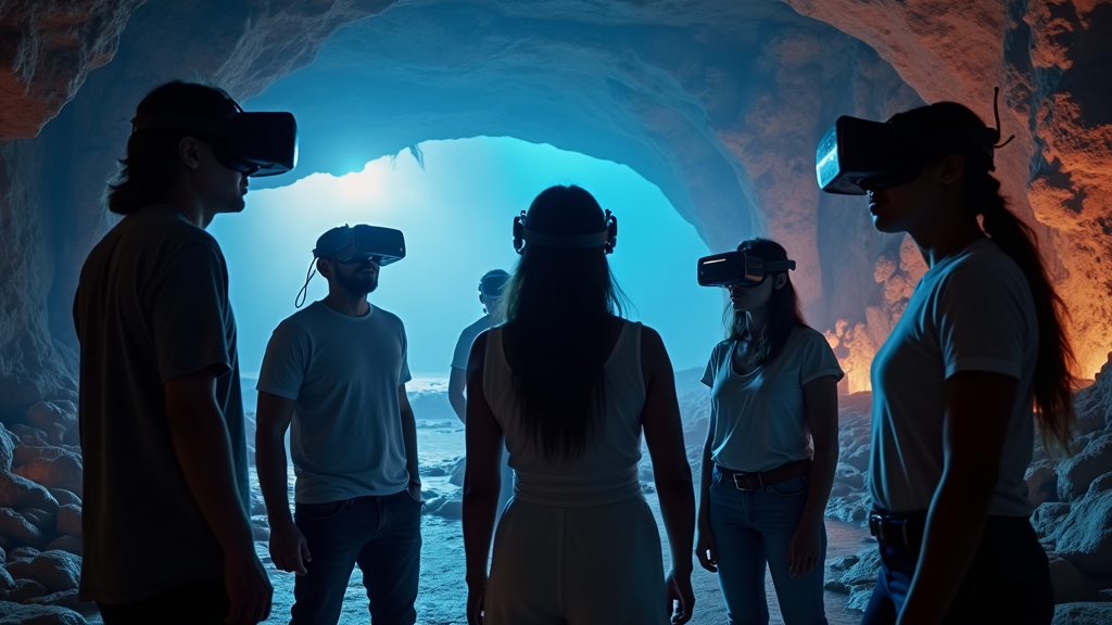 Jugador con equipamiento VR de alta gama listo para la experiencia del escape room VR Barcelona en Virtua.