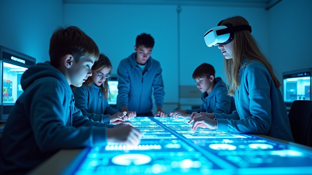 Niño participando en uno de los cursos de Realidad Virtual para niños en Moaña con gafas VR.