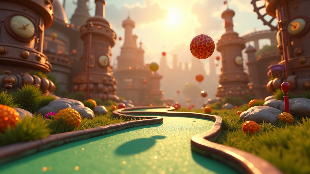 Un jugador de Golf It! VR se prepara para un golpe en un mapa creativo, un detalle clave de nuestro análisis.