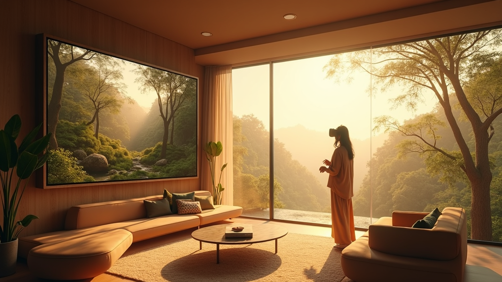 Vista de una sala de cine personalizada en nuestra reseña de CinemaLandVR Construir tu Cine.