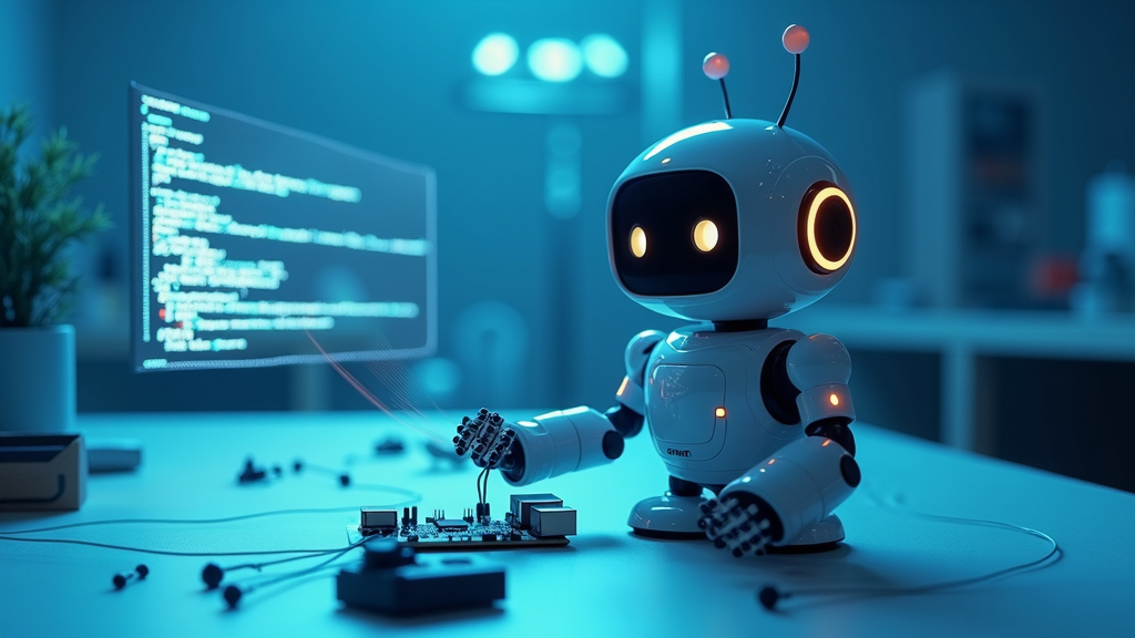 Diagrama que muestra los componentes clave y capacidades de software del Robot Reachy Mini Hugging Face, subrayando su ecosistema de código abierto.