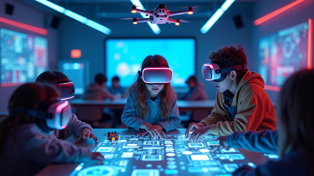 Jóvenes aprendiendo robótica en el Aula CeMIT de Moaña, una actividad complementaria a los cursos de VR.