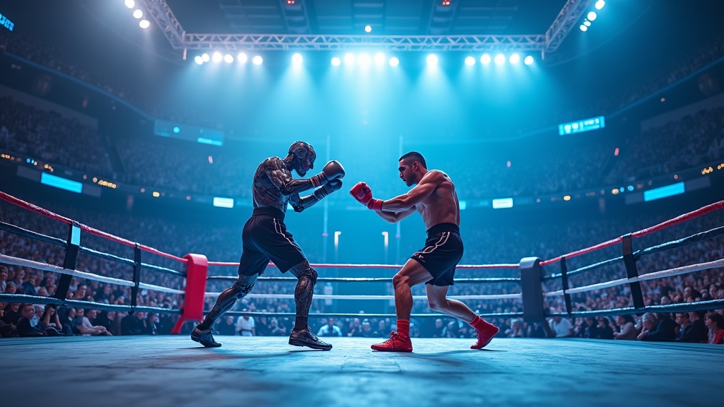Un canguro dando un gran salto, representando el avance evolutivo del boxeo de influencers gracias a la IA y el streaming.
