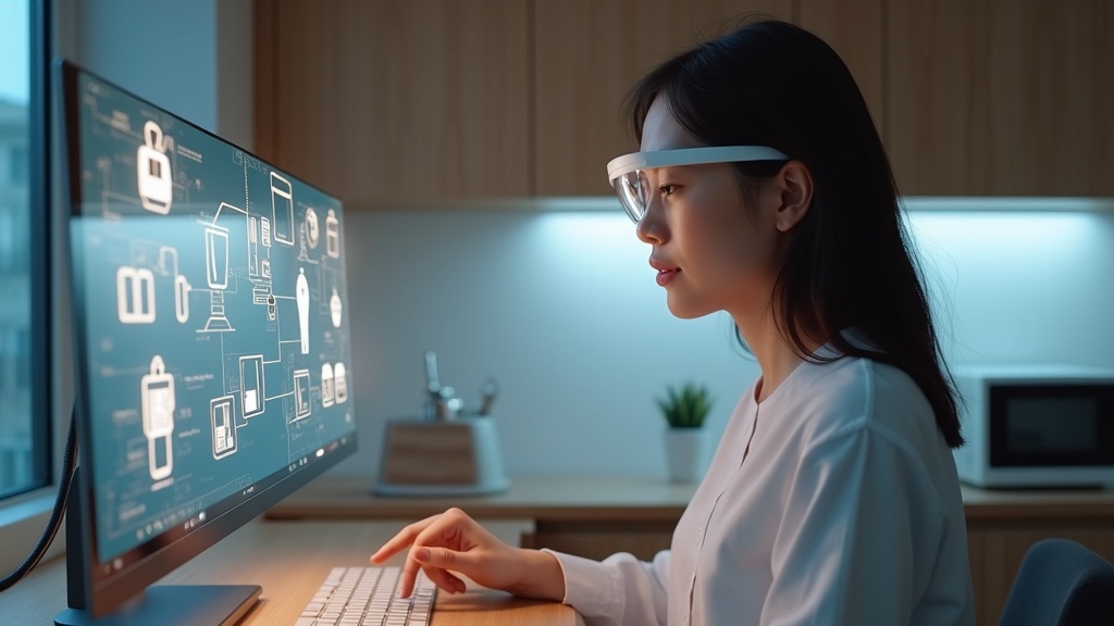 Detalle de la cámara de 12 MP integrada en la patilla de las gafas inteligentes de Xiaomi.