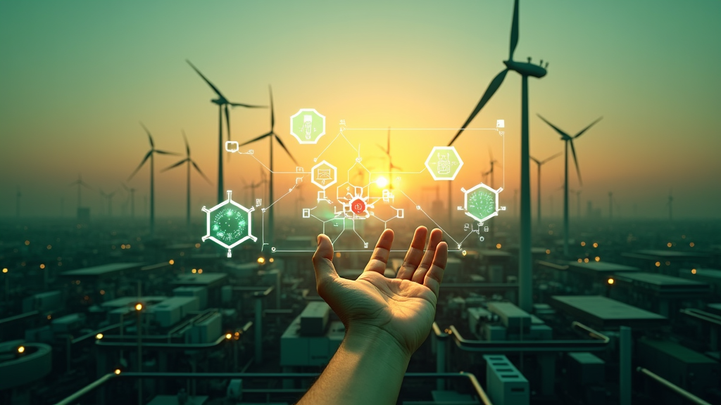 Gráfico abstracto que representa la IA optimización industria química sostenible a través de la conexión de datos.