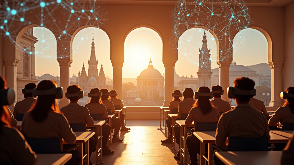 Estudiantes en una sesión de formación con tecnología de Realidad Virtual en iLERNA Sevilla.