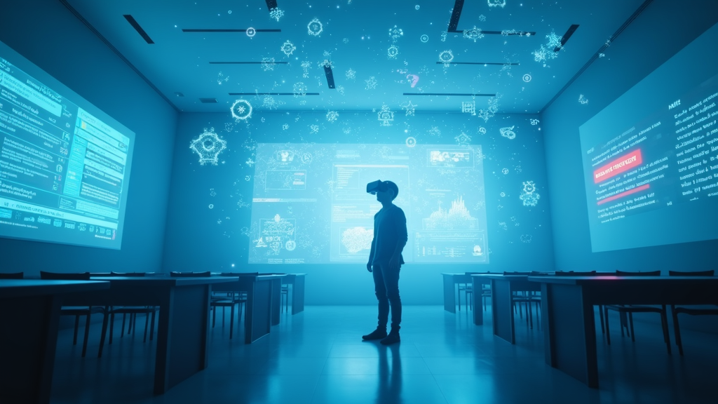 Estudiante de la UPC utilizando gafas para una experiencia de realidad virtual educativa