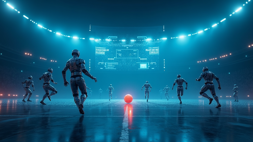 Un robot humanoide muestra los desafíos del movimiento al intentar chutar el balón durante el primer partido de fútbol de robots autónomos.