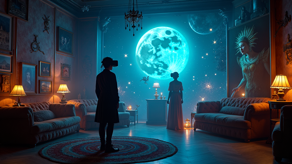 Cliente disfrutando de la inmersión de Back to the Moon VR Barcelona en nuestras instalaciones de Virtua.