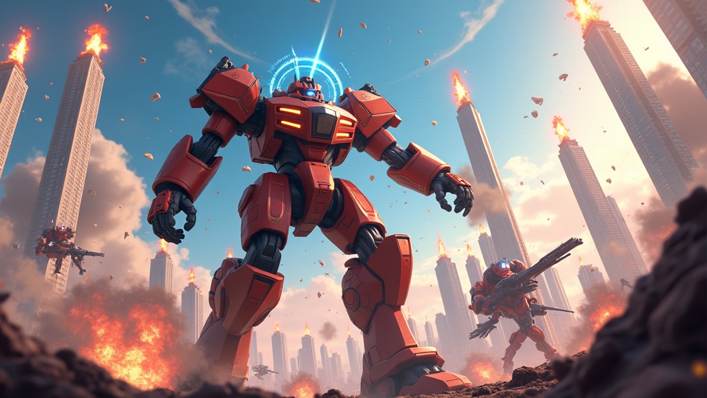 Combate frenético del mecha KYLIN en el análisis de Mecha Force VR roguelike.