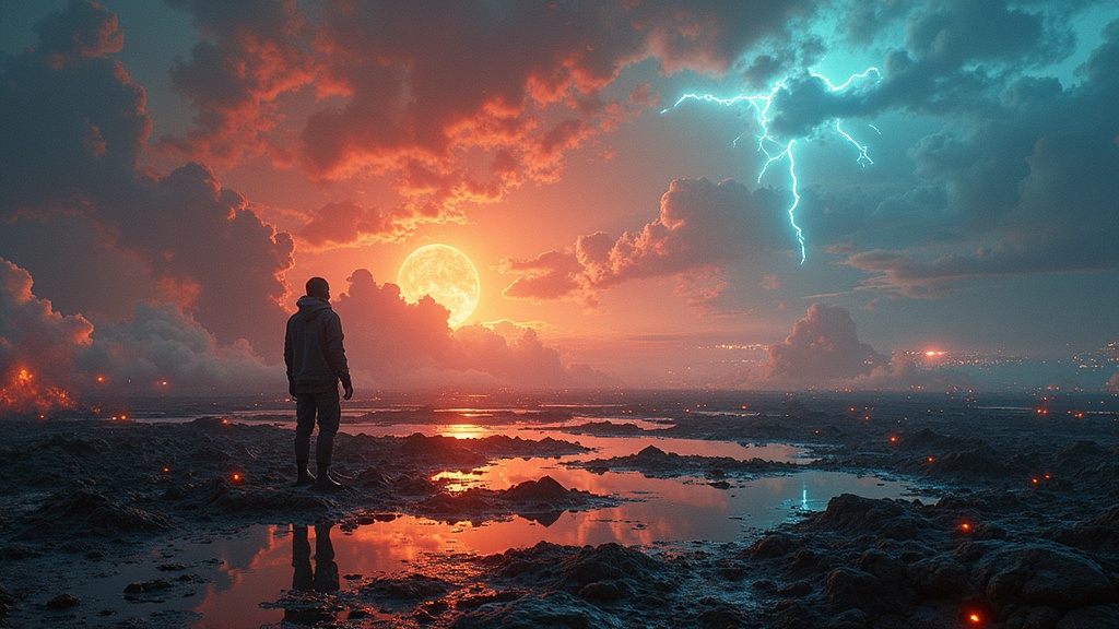 Concepto visual sobre los dilemas éticos de los tanques robot autónomos y la inteligencia artificial en la guerra.