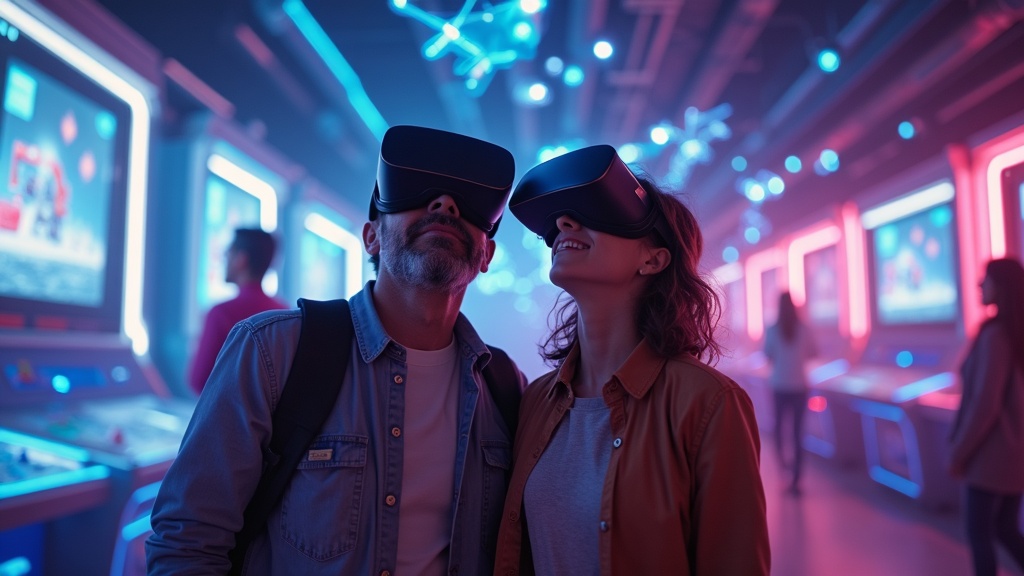 Grupo de amigos con visores VR listos para la experiencia Zero Latency VR Málaga