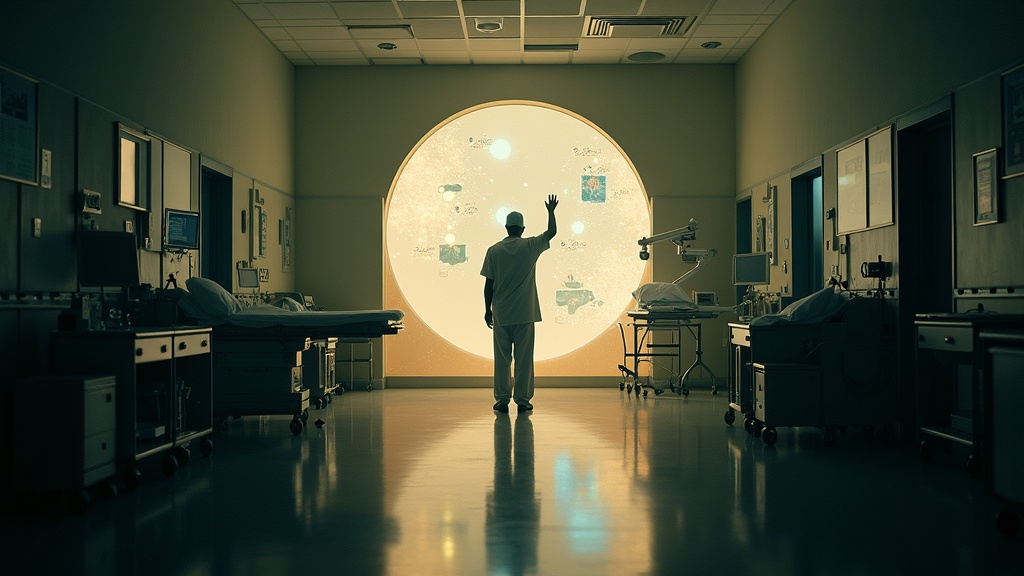 Equipo médico colaborando en una sala de operaciones moderna, ejemplificando el futuro de la sanidad con tecnología como el Robot Da Vinci en Navarra.