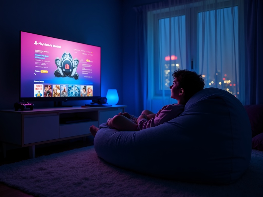 Gamer disfrutando de un juego en su consola PlayStation, representando al público objetivo de la tarjeta PSN 10 euros