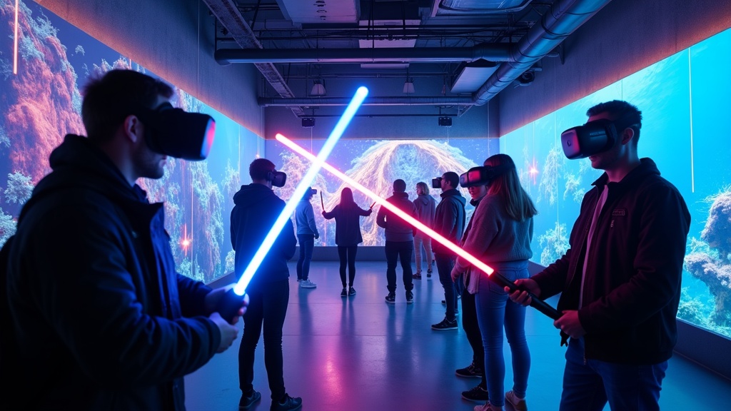 Un equipo de empresa fortaleciendo lazos en una actividad de team building con escape room VR en Barcelona