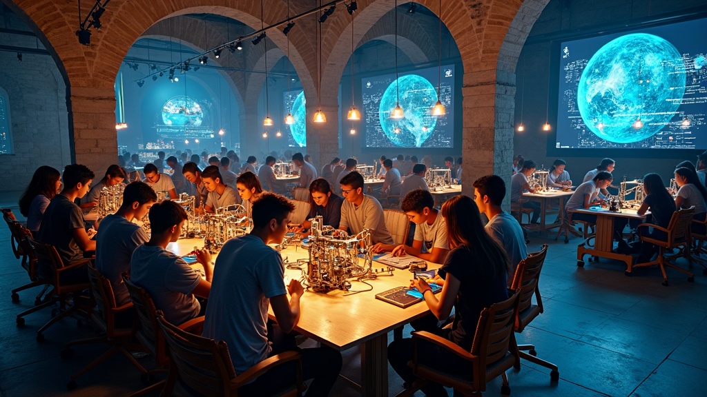 Mesa de competición de la World Robot Olympiad Cáceres con un robot LEGO en acción sobre el tapete de desafíos.