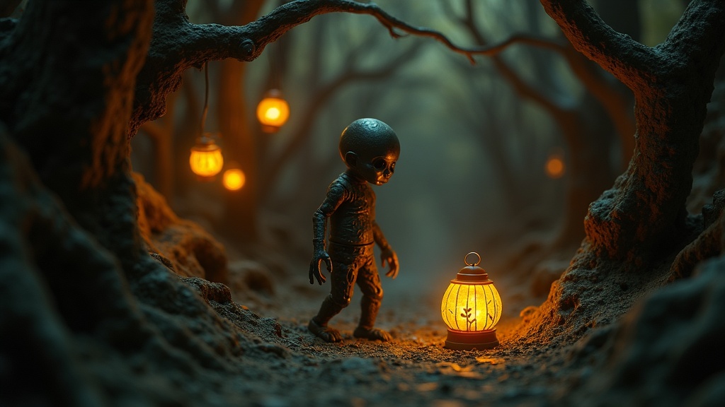 Personaje de conejo modelado en arcilla en The Midnight Walk, destacando su arte stop motion.