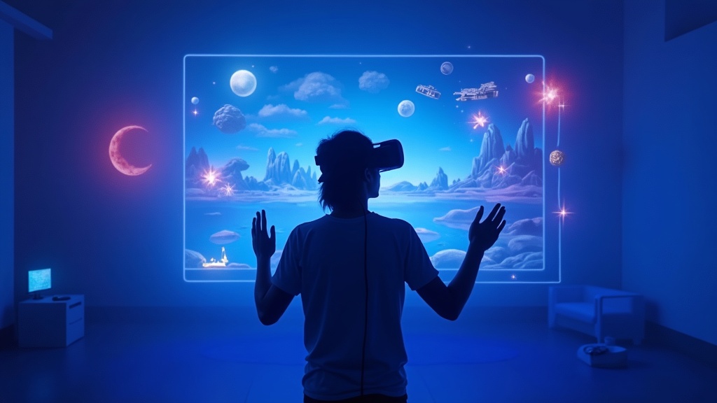 Jugador disfrutando de una experiencia de Realidad Virtual en las instalaciones de Virtua Barcelona