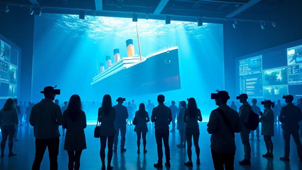 Participantes explorando la recreación del Titanic en la experiencia de Virtual Zone, parte de su expansión global.