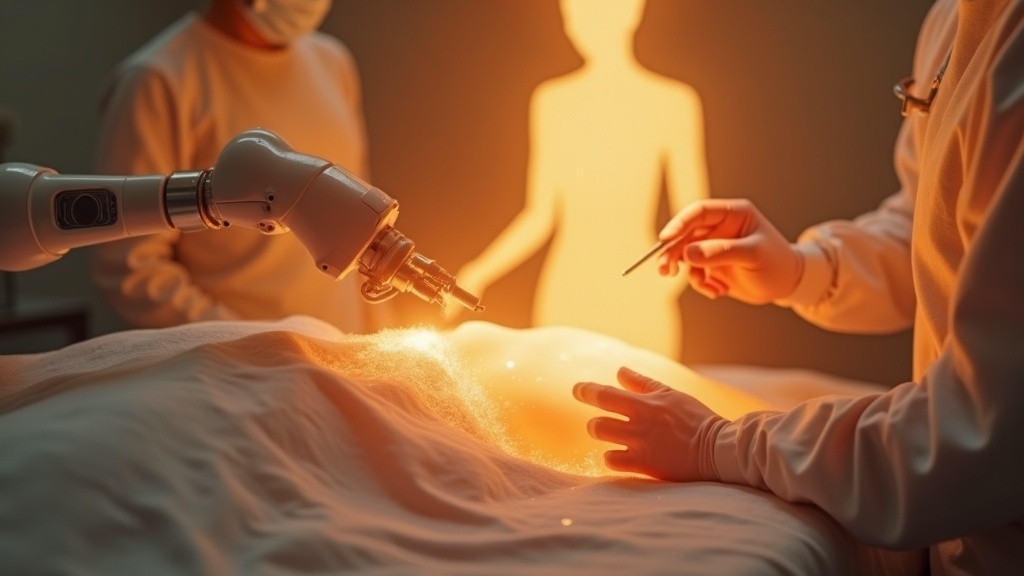 Cirujana especialista manejando la consola de un sistema Da Vinci para una cirugía robótica en mastectomía, lo que demuestra la formación especializada necesaria.