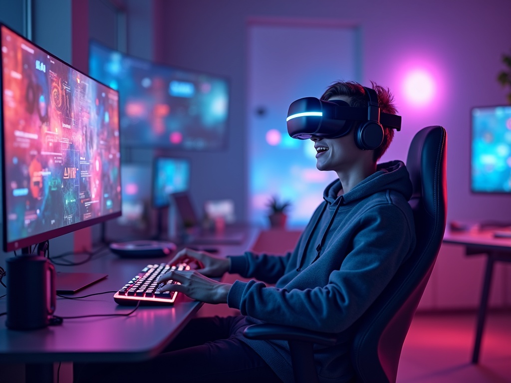 Usuario trabajando en un portátil con el router TP-Link Archer NX200 en segundo plano.