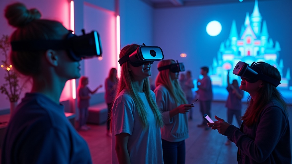 Jugadores dentro de la experiencia inmersiva del escape room virtual de Alicia en el País de las Maravillas VR en Virtua Barcelona