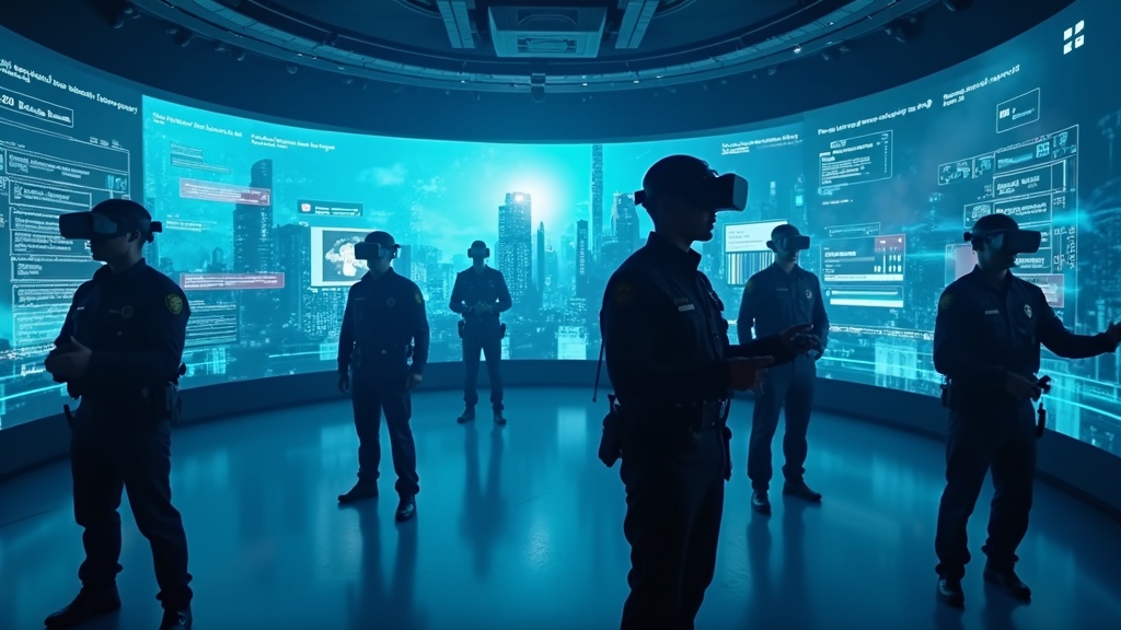 Agentes del Texas DPS utilizando el sistema de Operator XR en un entrenamiento de realidad virtual, parte del nuevo contrato.