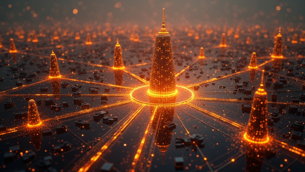 Gráfico de redes neuronales que simboliza el procesamiento de datos, clave en la alianza de IA entre Dell e ILUNION.