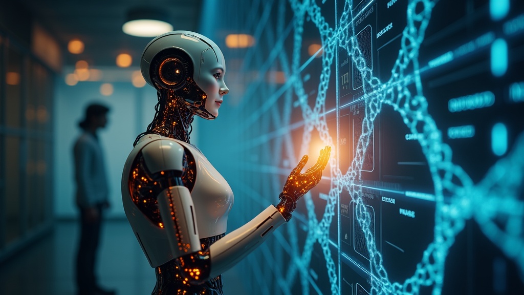 Representación conceptual de la IA ética como un salto evolutivo en el pensamiento y la responsabilidad humana para salvar vidas.