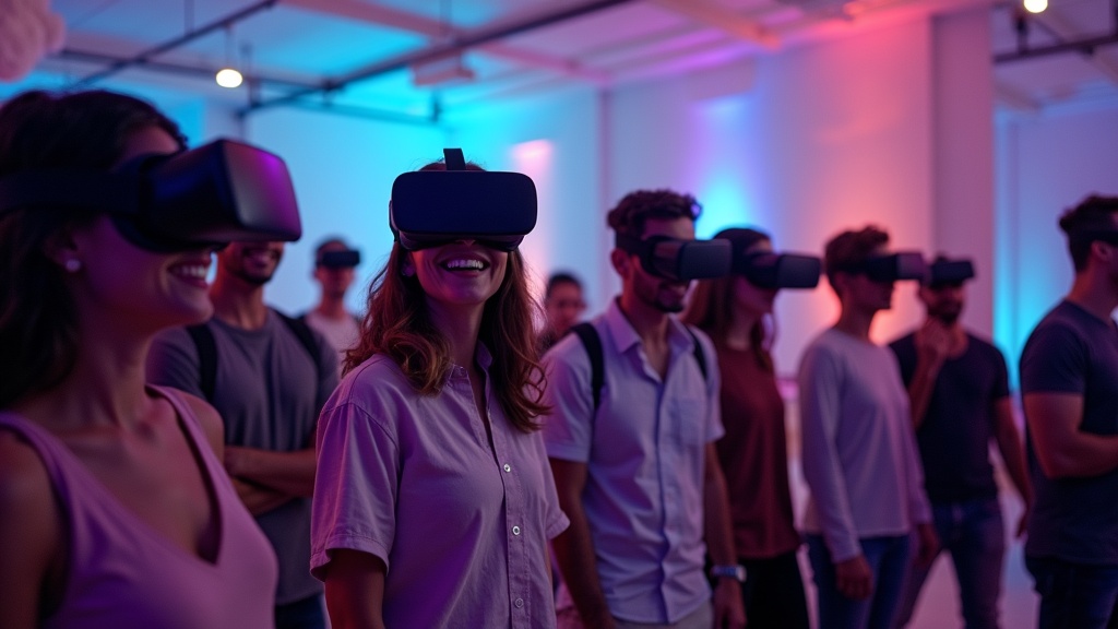 Una pareja colaborando en un juego de escape room durante una de las experiencias de realidad virtual para dos en Virtua Barcelona.