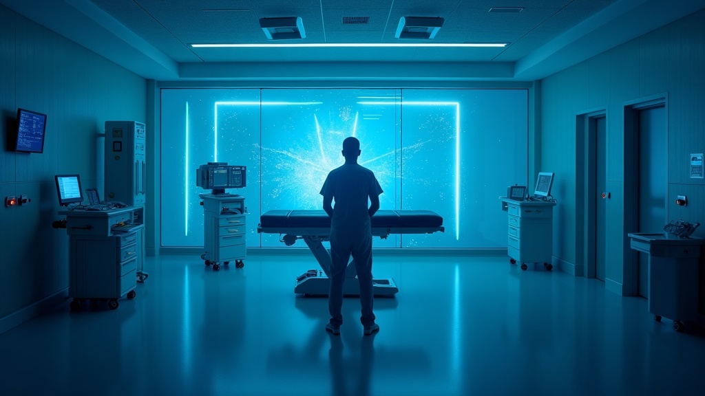 Brazo robótico del sistema Da Vinci, ilustrando la tecnología ausente que se debate para el Robot Da Vinci en Navarra.