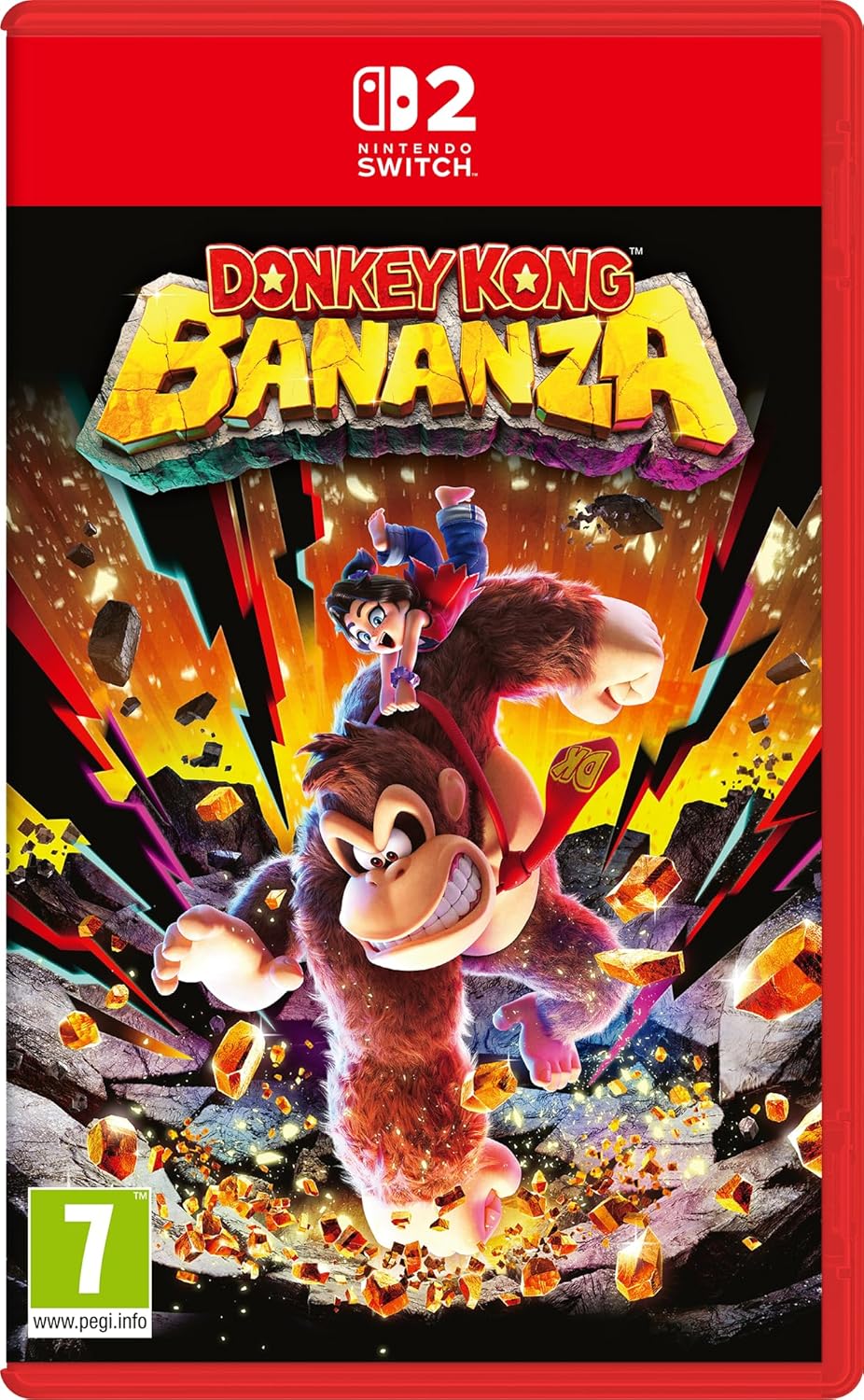 Caja del juego Donkey Kong Bananza para Nintendo Switch 2, invitando a la compra.