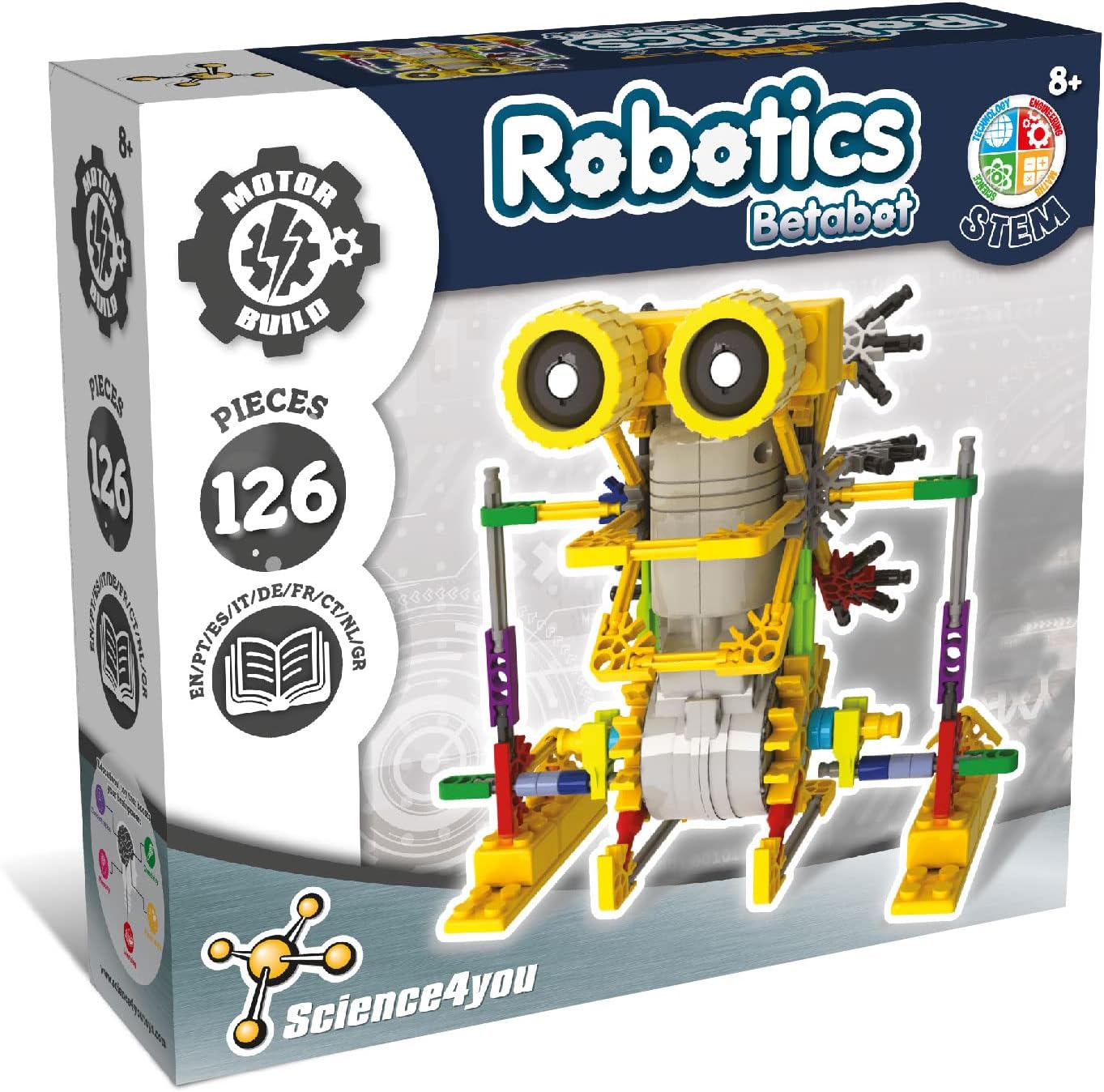 Caja del producto Science4you Robotics Betabot mostrando el robot ya montado