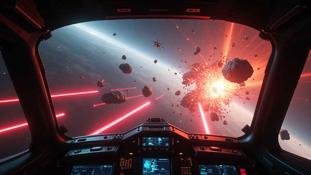 VR Blasteroids combate 6DOF