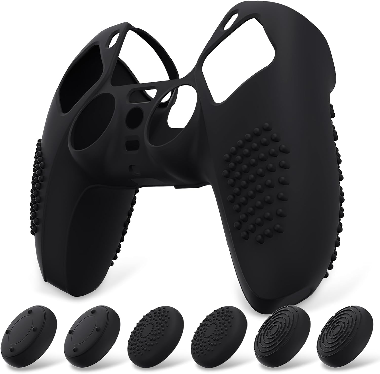 Primer plano de la funda eXtremeRate PlayVital para PS5 instalada en el mando DualSense