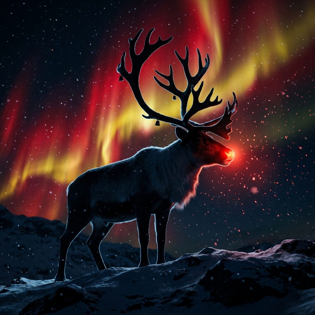 Reindeer with glowing nose